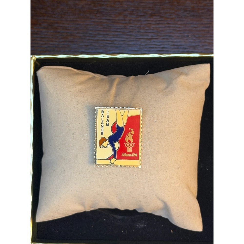 Vintage 1996 Atlanta Olympic Games Balance Beam Gymnastics Enamel Pin Stamp